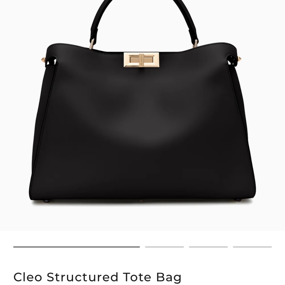 Cleo Elegant Black Tote with Gold Accents‎